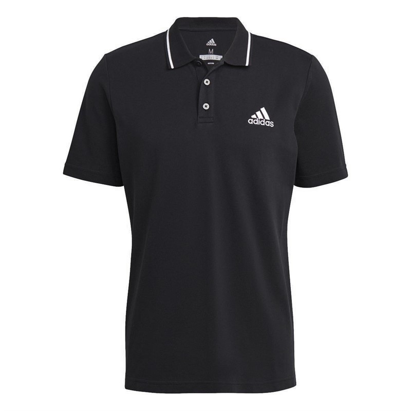 Buy adidas Mens Aeroready Essentials Piqué Small Logo Polo Shirt Black/White