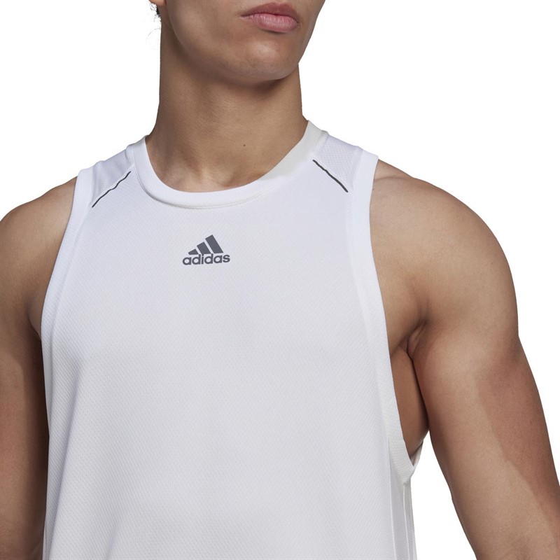 Buy adidas Mens Hiit Spin Training Tank White