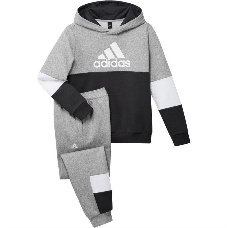 Buy adidas Junior Colourblock Fleece Tracksuit Medium Grey Heather/Grey