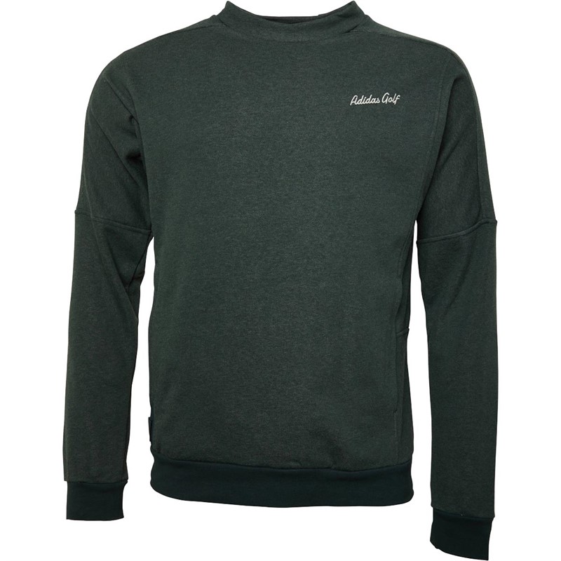 Buy adidas Mens Golf Go To Crew Sweatshirt Shadow Green Melange