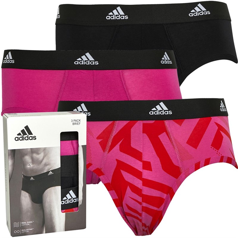 Buy adidas Mens Active Cotton Three Pack Briefs Multi/Pink