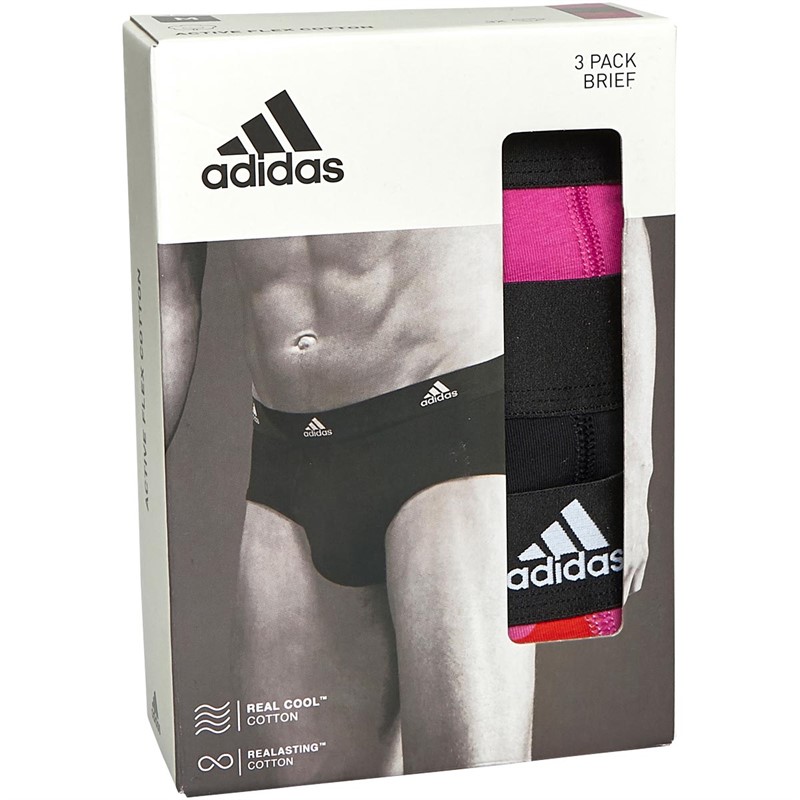 Buy adidas Mens Active Cotton Three Pack Briefs Multi/Pink