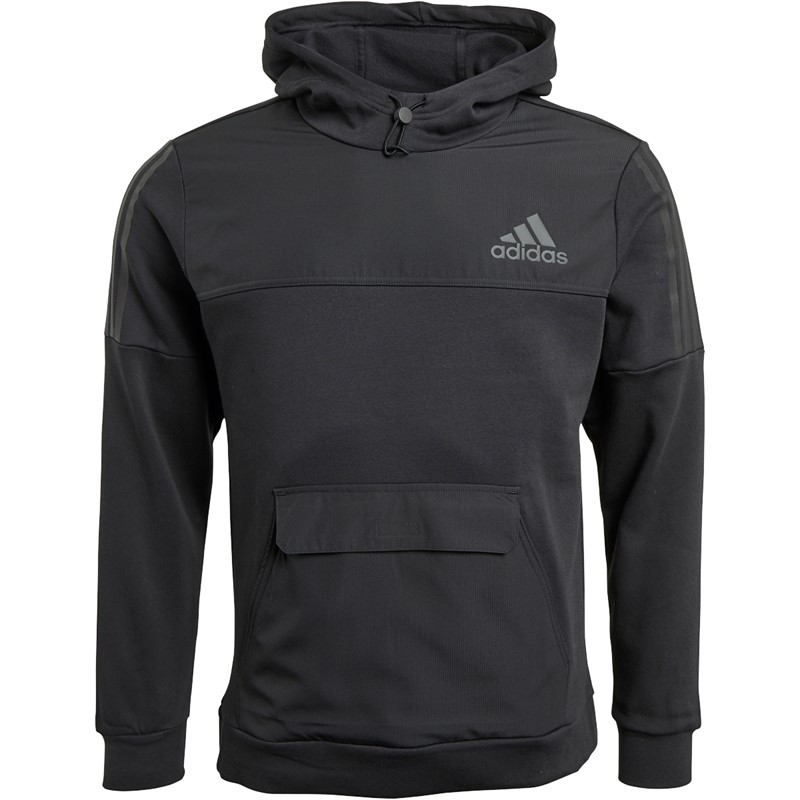 Buy adidas Mens Sportswear Tech Hoodie Black/Dark Grey Orange