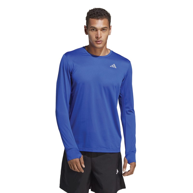 Buy adidas Mens Own The Run Aeroready Long Sleeve Running Top Lucky Blue