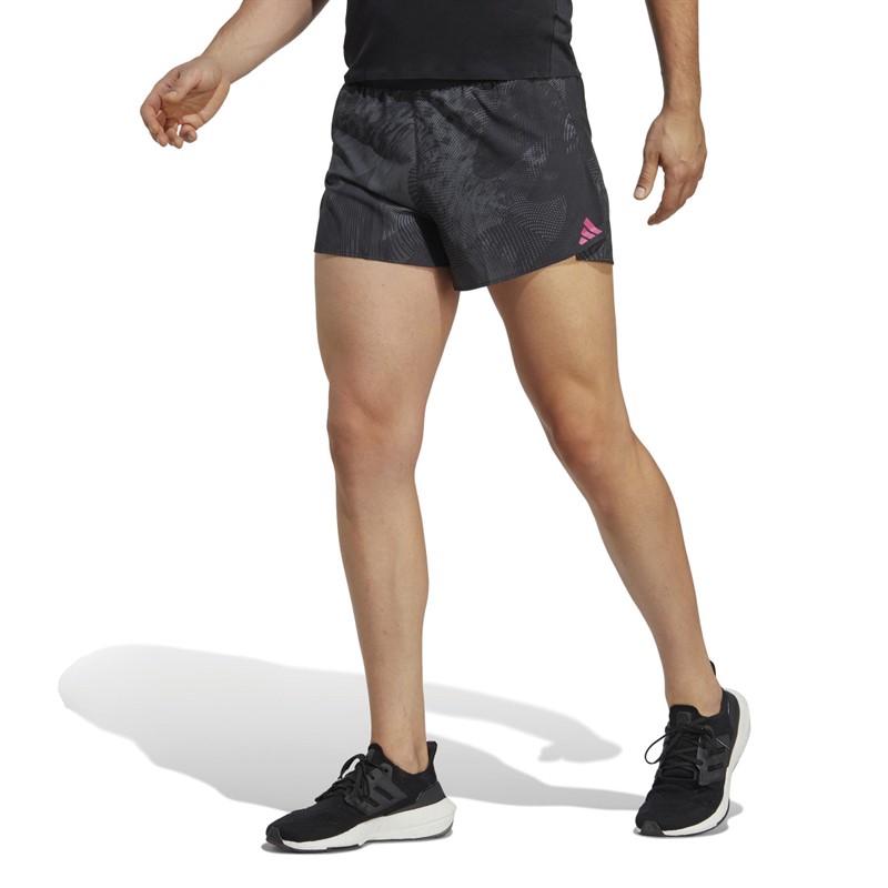 Buy adidas Mens Adizero Running Split Shorts Black/Grey Six