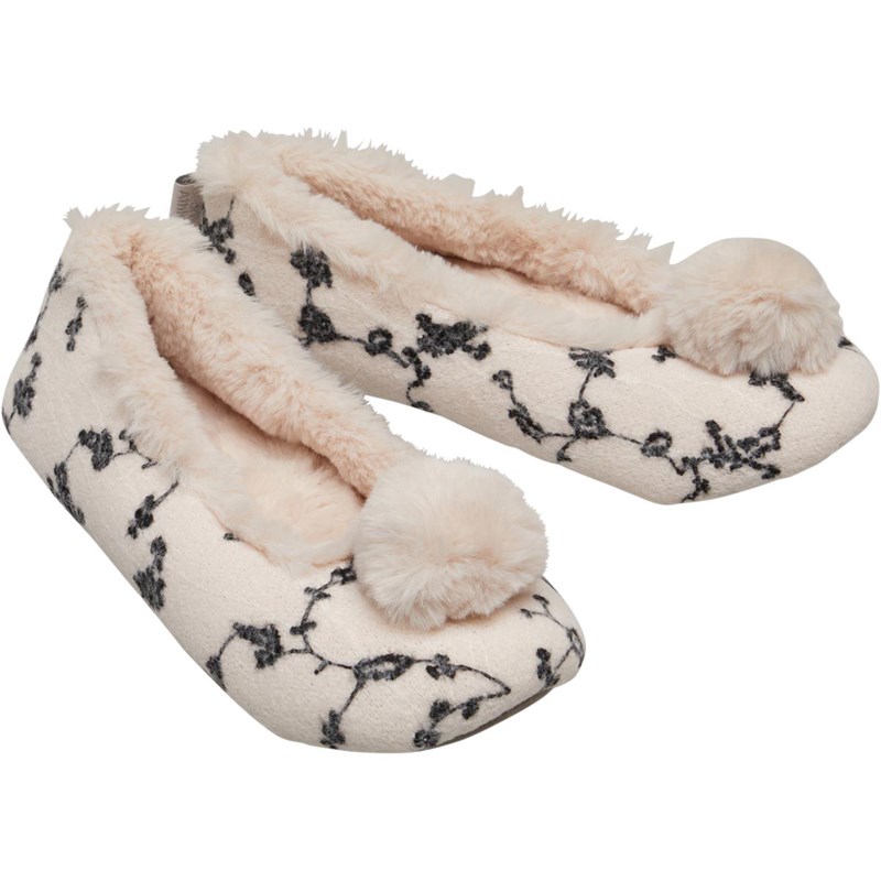 Buy Bedroom Athletics Womens Evie Knitted Ballerina Slippers Chalk Pink