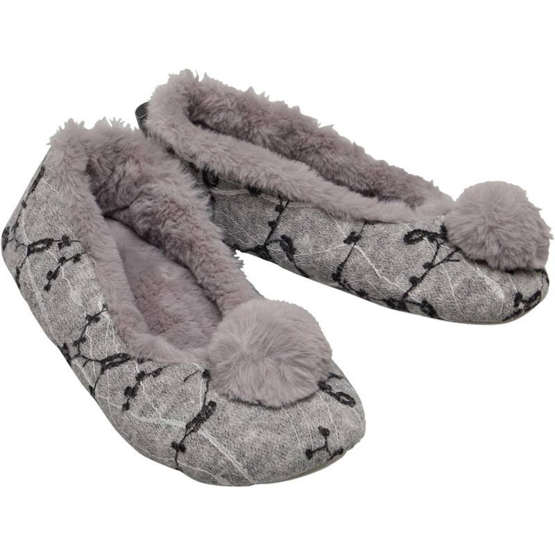 Buy Bedroom Athletics Womens Evie Knitted Ballerina Slippers Grey Marl