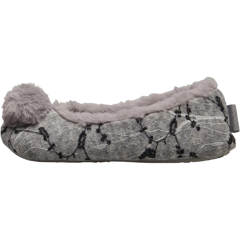Buy Bedroom Athletics Womens Evie Knitted Ballerina Slippers Grey Marl