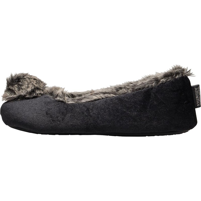 Bedroom Athletics Damen Willow Velvet Ballerina Hausschuhe Schwarz