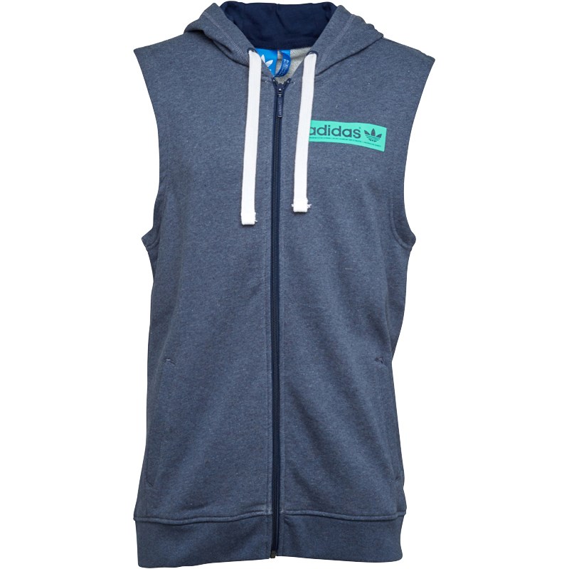 Buy adidas Originals Mens Sleeveless Full Zip Hooded Sweat Blue Blue