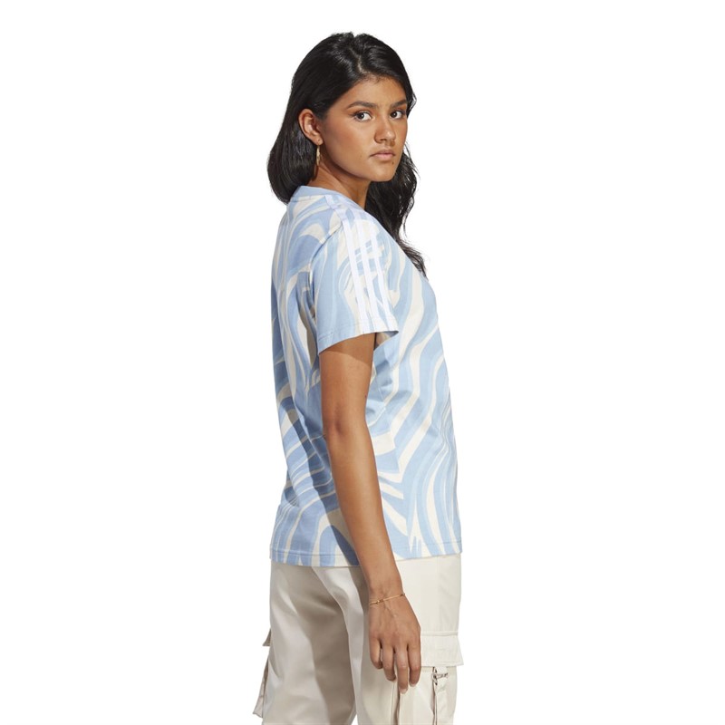 adidas Originals Damen Women Abstract Allover Animal Print TShirts Blau