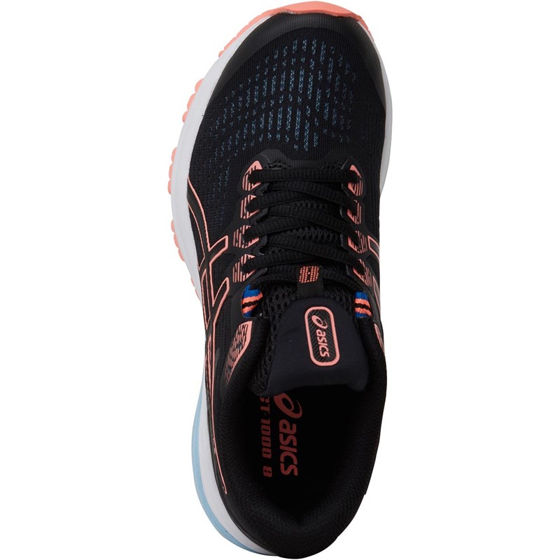 Buy Asics Womens GT8 Stability Running Shoes Black/Sun Coral