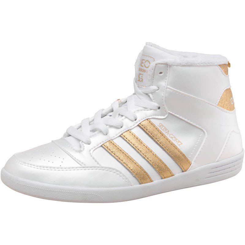 Buy adidas Neo Womens BB Hoops Fringe HiTops White/Metallic Gold