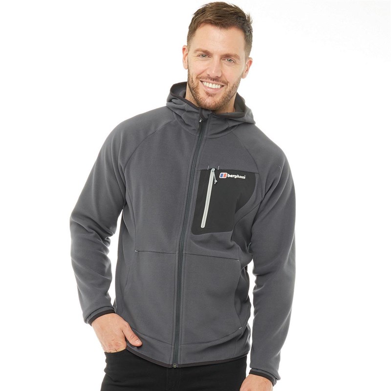 Buy Berghaus Mens Deception Hooded Full Zip Fleece Jacket Carbon