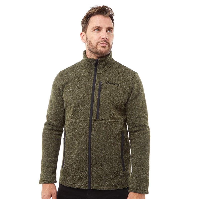 Buy Berghaus Mens Vallen Interactive Fleece Jacket Dark Green/Brown
