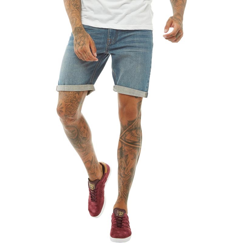 Buy Bellfield Mens Denim Shorts Midwash