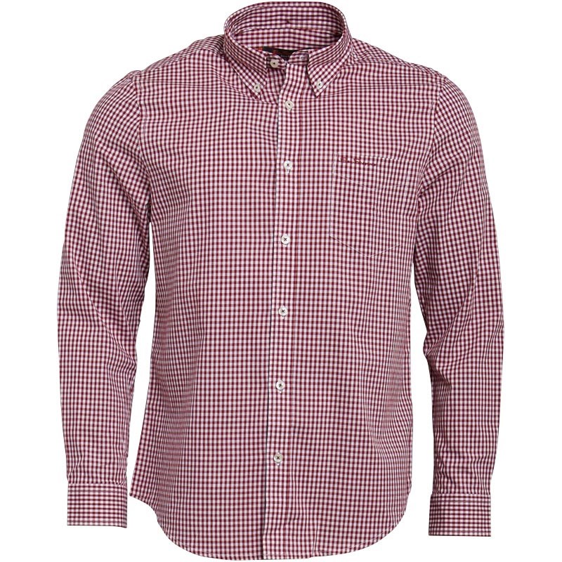 Buy Ben Sherman Mens Gingham Button Down Shirt Burgundy