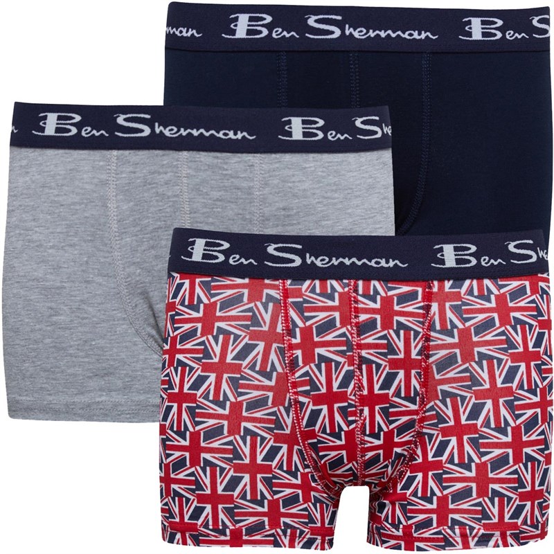 Ben Sherman Jongens Union Jack Boxed Boxershorts Blauw