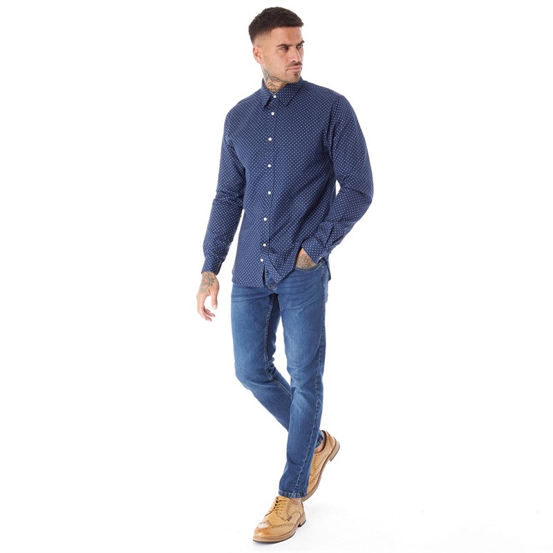 Buy Ben Sherman Mens Target Print Formal Shirt Navy