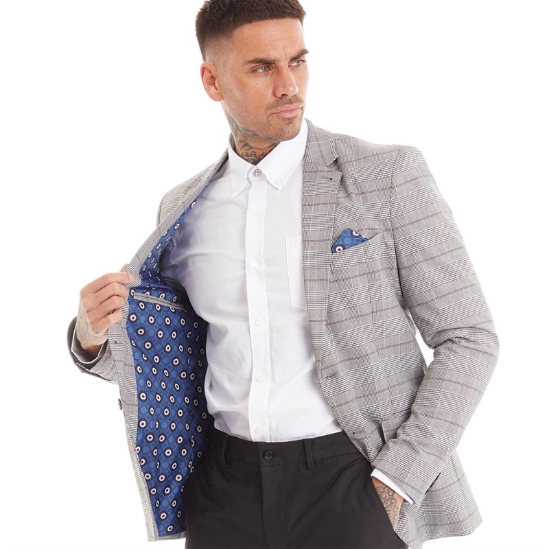 Buy Ben Sherman Mens Windowpane Check Blazer Mustard