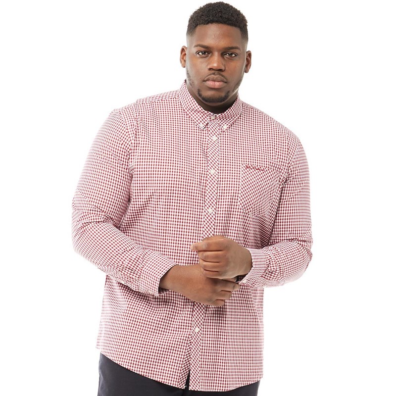 Buy Ben Sherman Mens Plus Size Long Sleeve Gingham Shirt Red