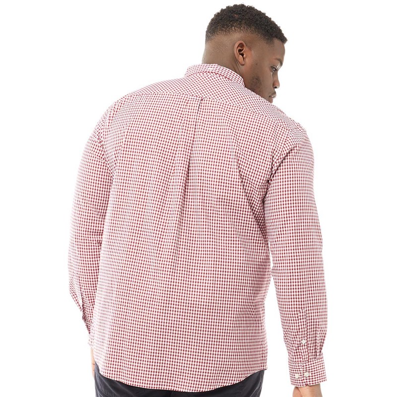 Buy Ben Sherman Mens Plus Size Long Sleeve Gingham Shirt Red