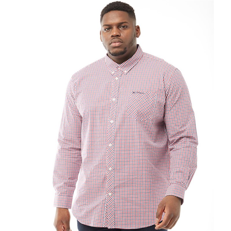 Buy Ben Sherman Mens Plus Size Long Sleeve Gingham Shirt Red