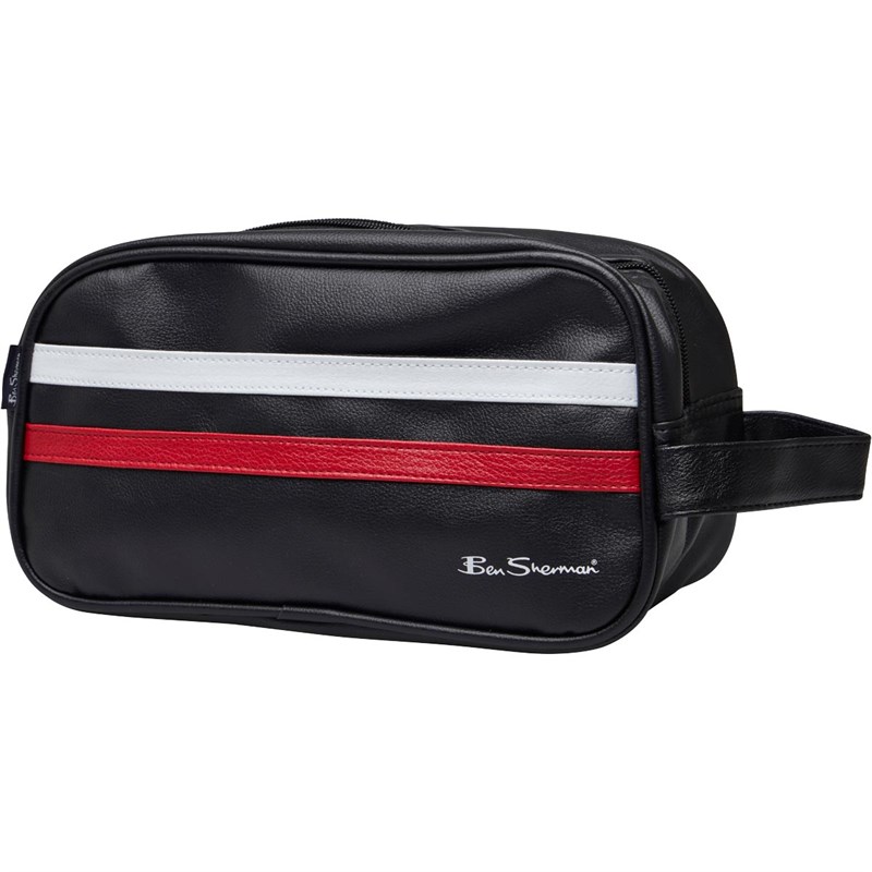 Buy Ben Sherman Mens Wash Bag Black/Red/White