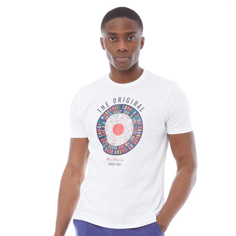Buy Ben Sherman Mens Text Target TShirt White