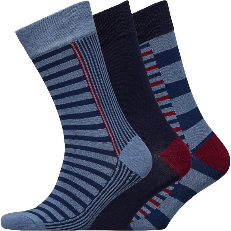 Buy Ben Sherman Mens Best Mate Three Pack Socks Navy/Stripe/Stripe