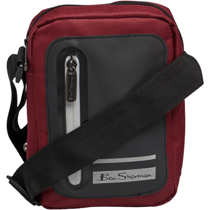 Buy Ben Sherman Mens Panel Small Items Bag Burgundy