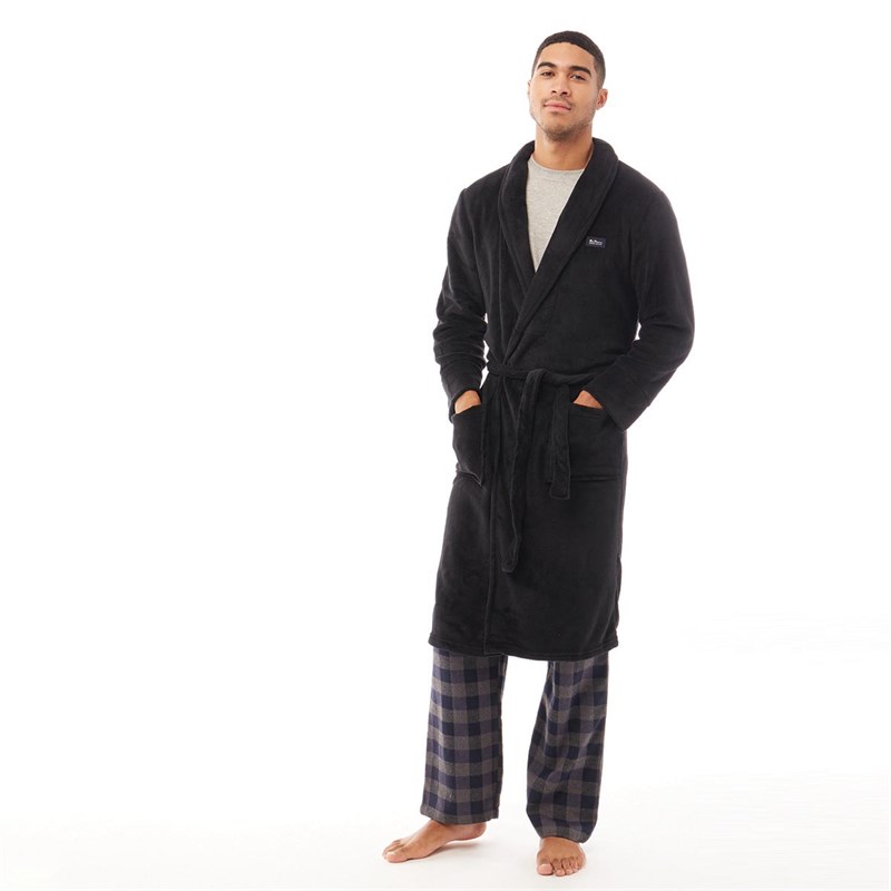 Buy Ben Sherman Mens Randol Fleece Robe Black