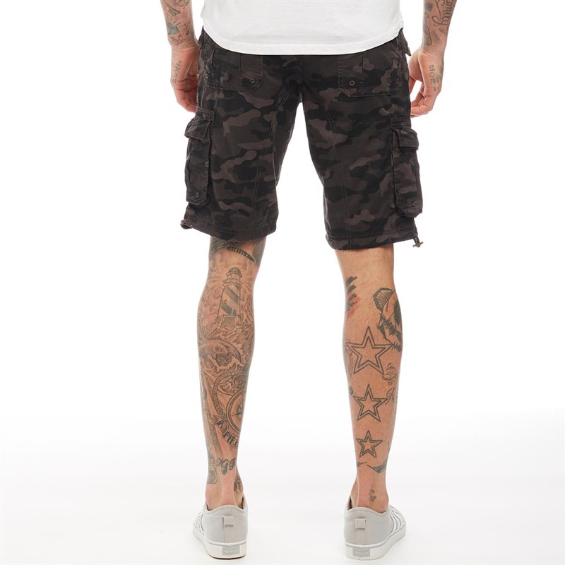 Buy Brave Soul Mens Camo B Cargo Shorts Grey