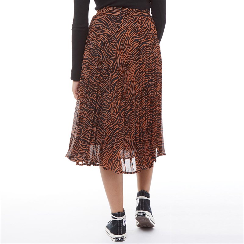 Buy Brave Soul Womens Kenna Animal Print Pleated Midi Skirt Brown/black