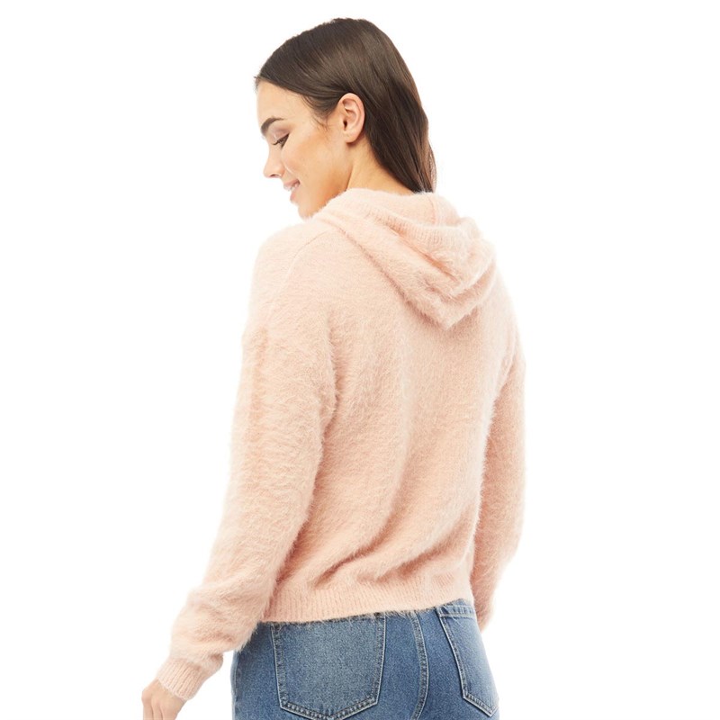 Buy Brave Soul Womens Fluffy Knit Hoodie Soft Pink