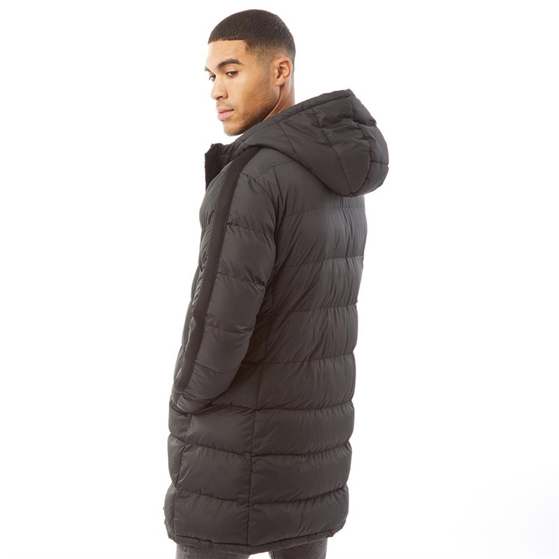 Buy Brave Soul Mens Allenb Padded Hooded Longline Jacket Black