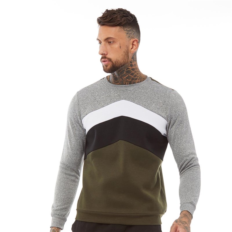 Buy Brave Soul Mens Blazer Crew Neck Sweatshirt Grey Grindle/Optic