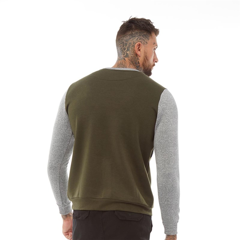 Buy Brave Soul Mens Blazer Crew Neck Sweatshirt Grey Grindle/Optic