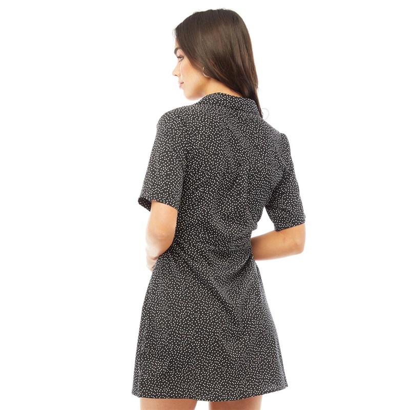 Buy Brave Soul Womens Dolly Dress Black/Cream Dots