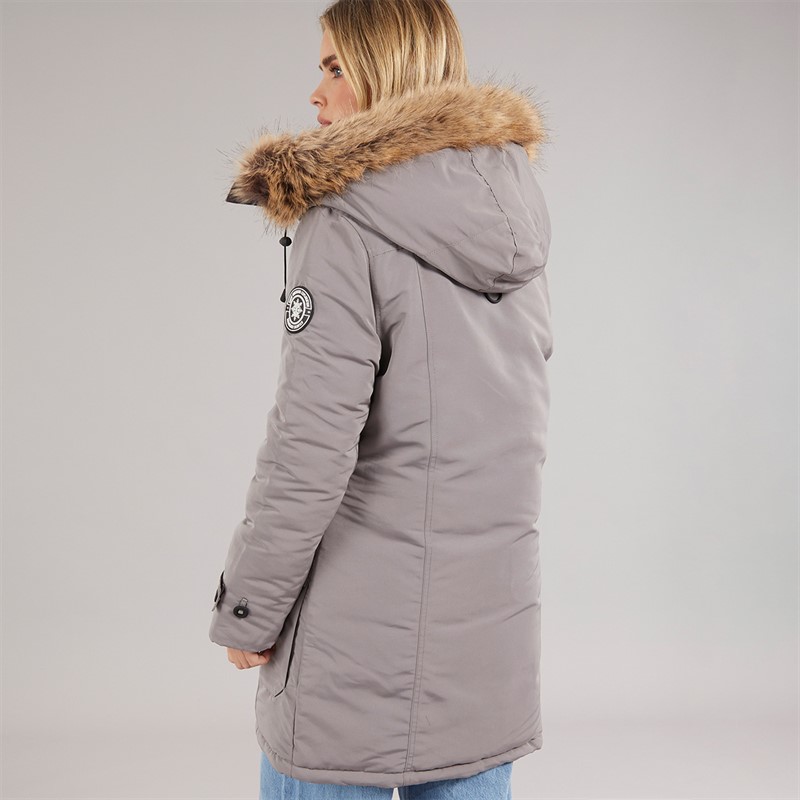 Buy Brave Soul Womens Jacobs Faux Fur Parka Coat Grey