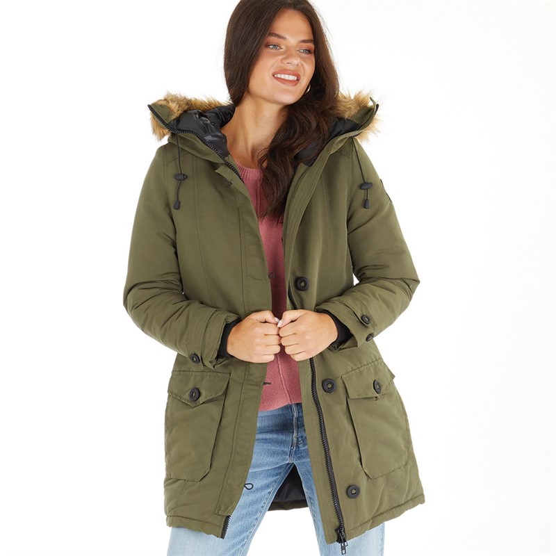 Buy Brave Soul Womens Jacobs Faux Fur Parka Coat Khaki