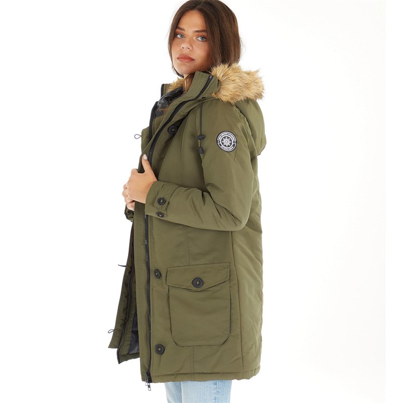 Buy Brave Soul Womens Jacobs Faux Fur Parka Coat Khaki