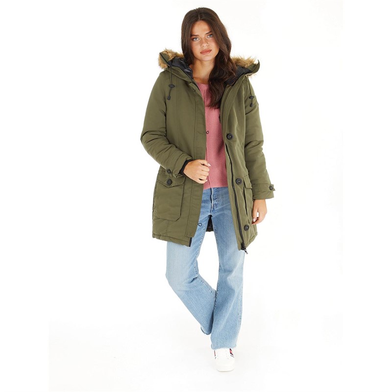 Buy Brave Soul Womens Jacobs Faux Fur Parka Coat Khaki