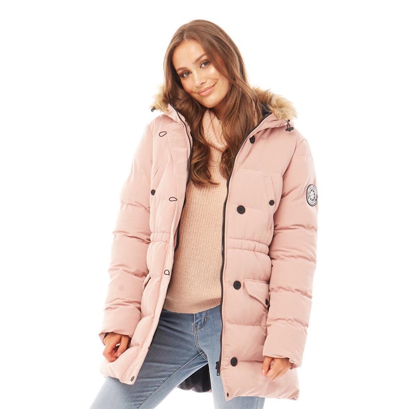 Buy Brave Soul Womens Whitehorse Long Bubble Jacket Dusty Pink