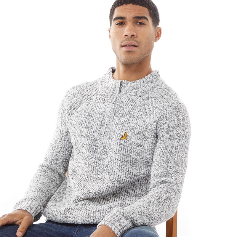 Buy Brave Soul Mens Peg Crew Neck Jumper Ecru/Grey Mix