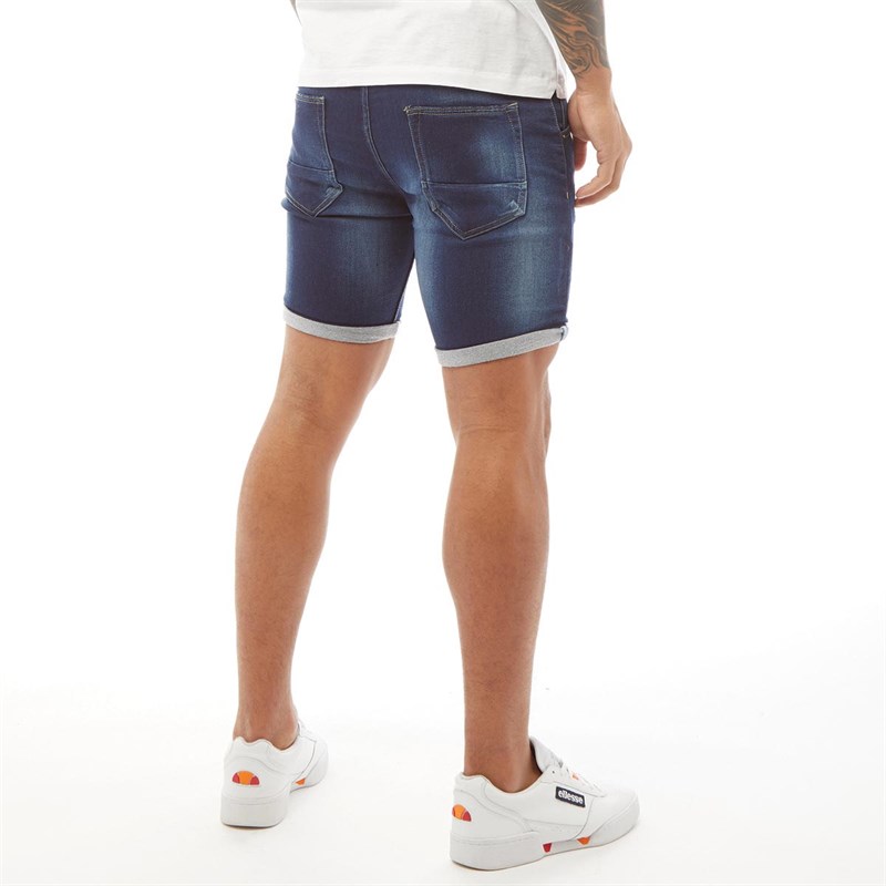 Buy Brave Soul Mens Lincoln Skinny Denim Shorts Dark Blue Denim