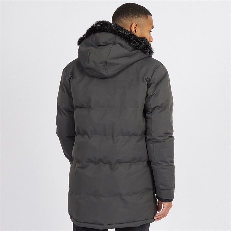 Buy Brave Soul Mens Jethrocharc Padded Parka Jacket Charcoal