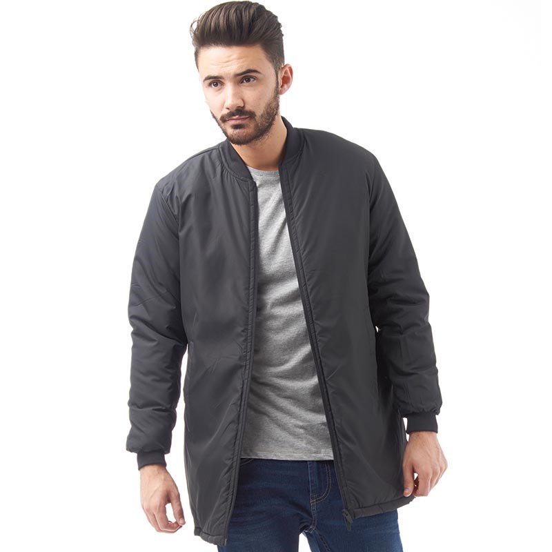 Buy Brave Soul Mens Haven Longline Bomber Jacket Black