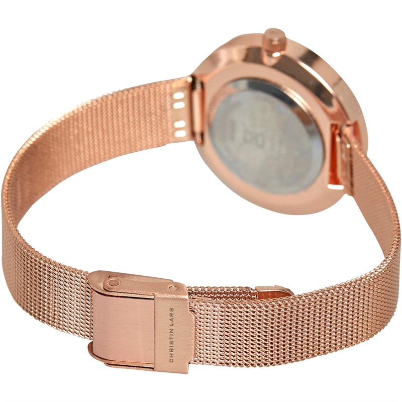 Buy Christin Lars Womens Watch And Bracelet Gift Set Rose Gold Tone