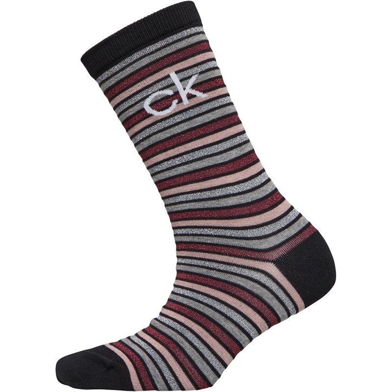 Buy Calvin Klein Womens Sparkle Stripe Crew Socks Gift Pack Black